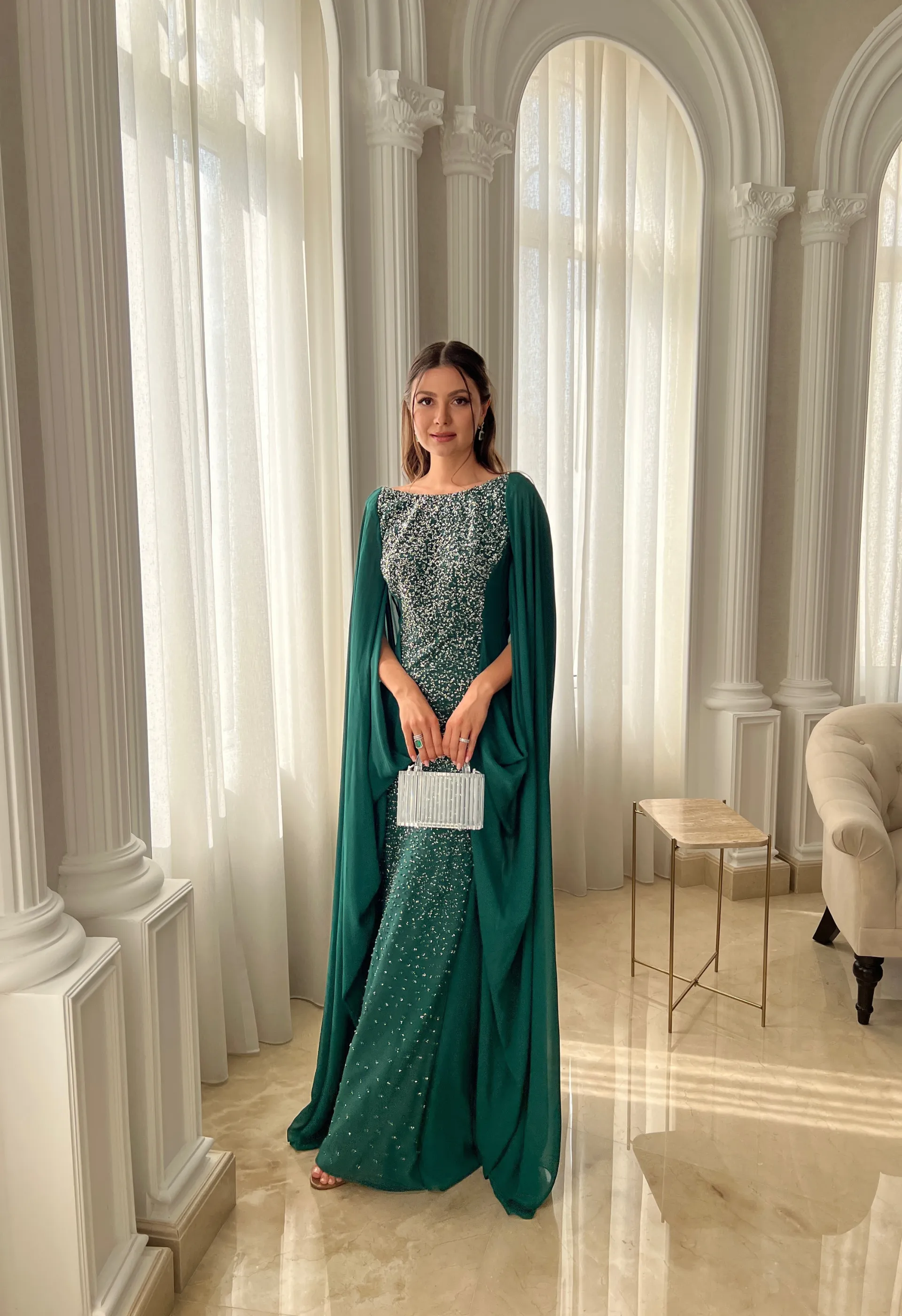 Beaded round neckline dress