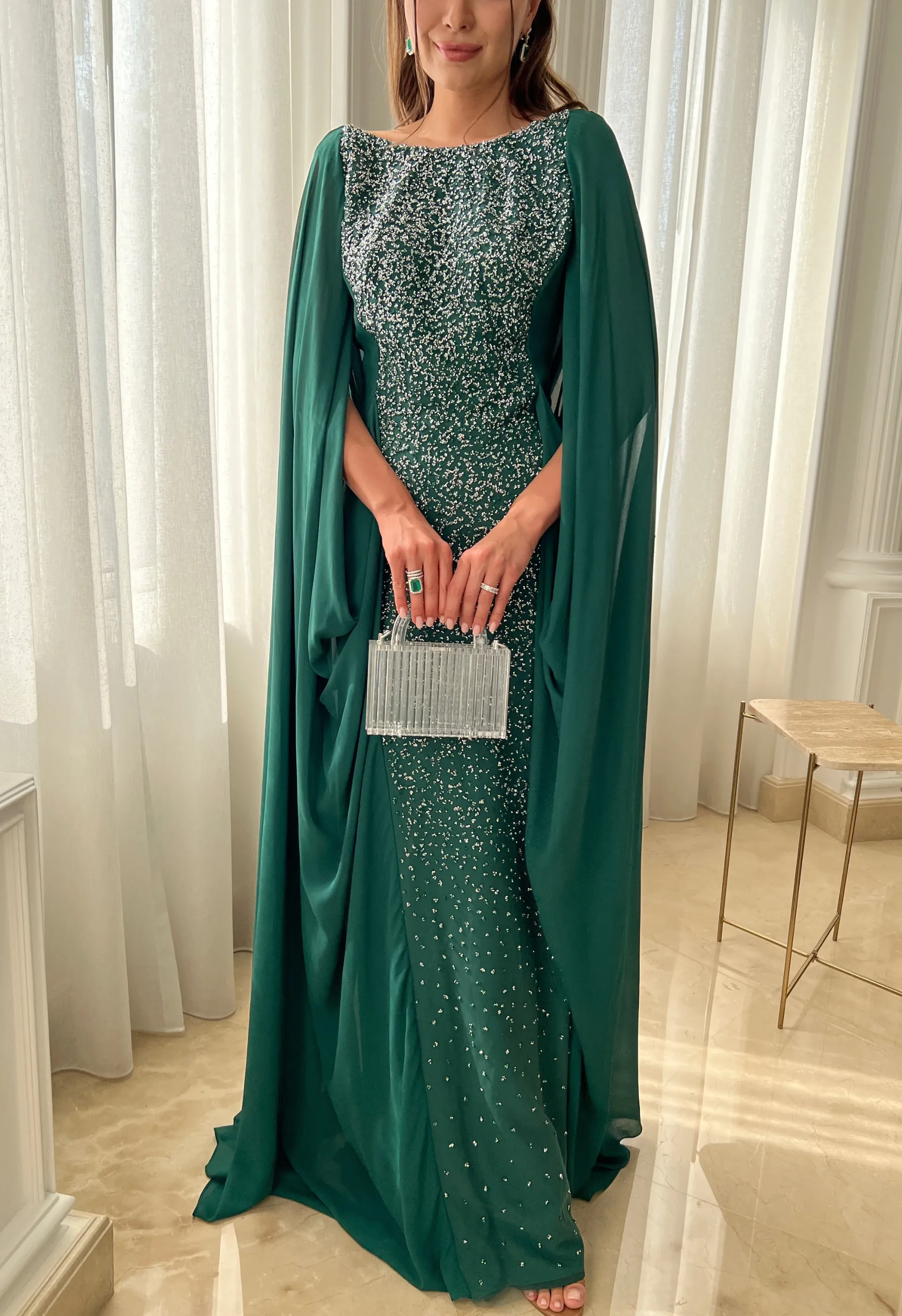 Beaded round neckline dress