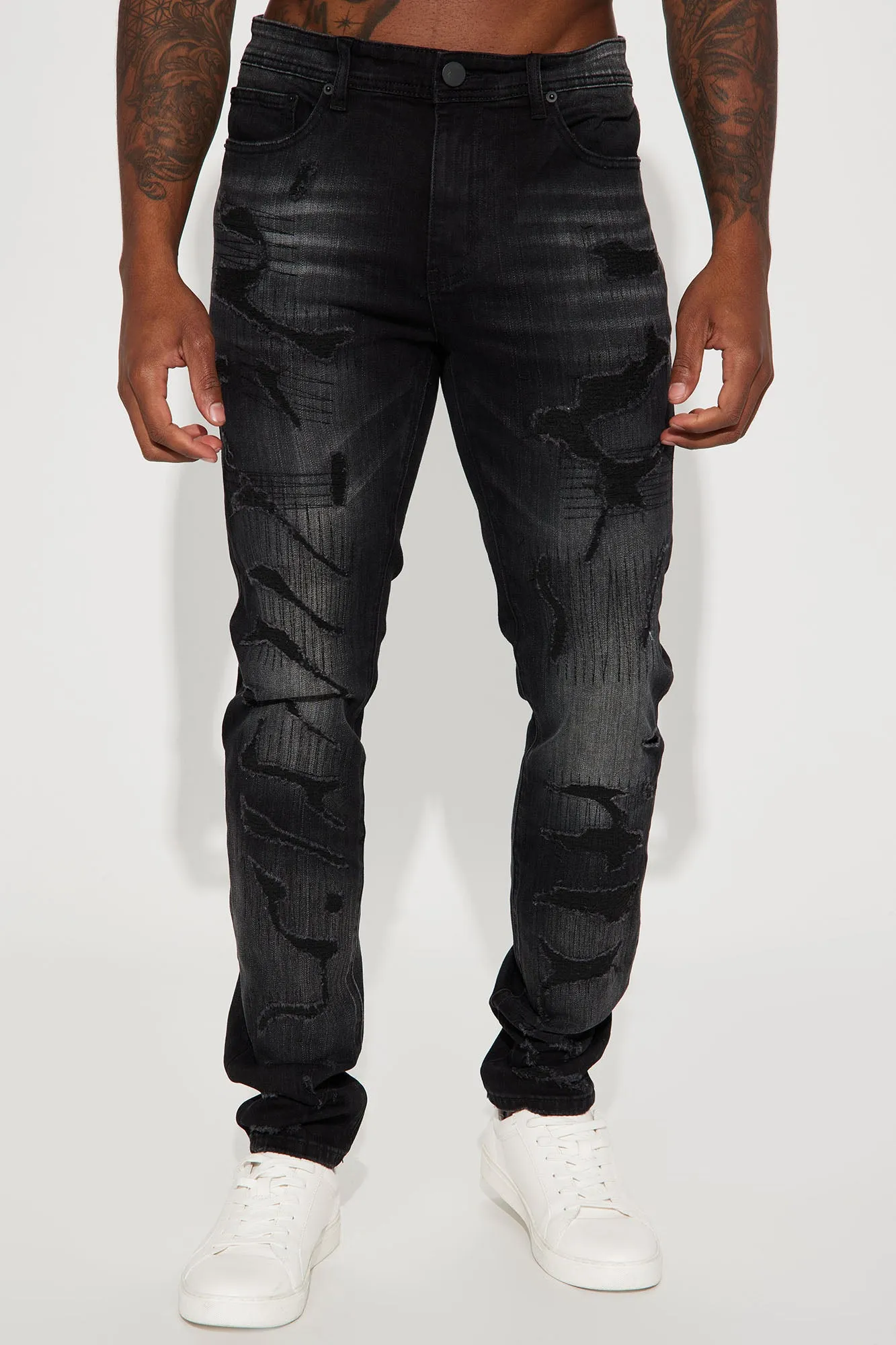 Bet Ripped Stacked Skinny Jean - Black Wash