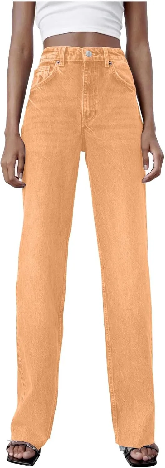 Bidobibo Stretchy Jeans for Women Plus Size Boot Cut Flare Jeans High Waisted Curvy Womens Pants Dressy Casual Straight Leg