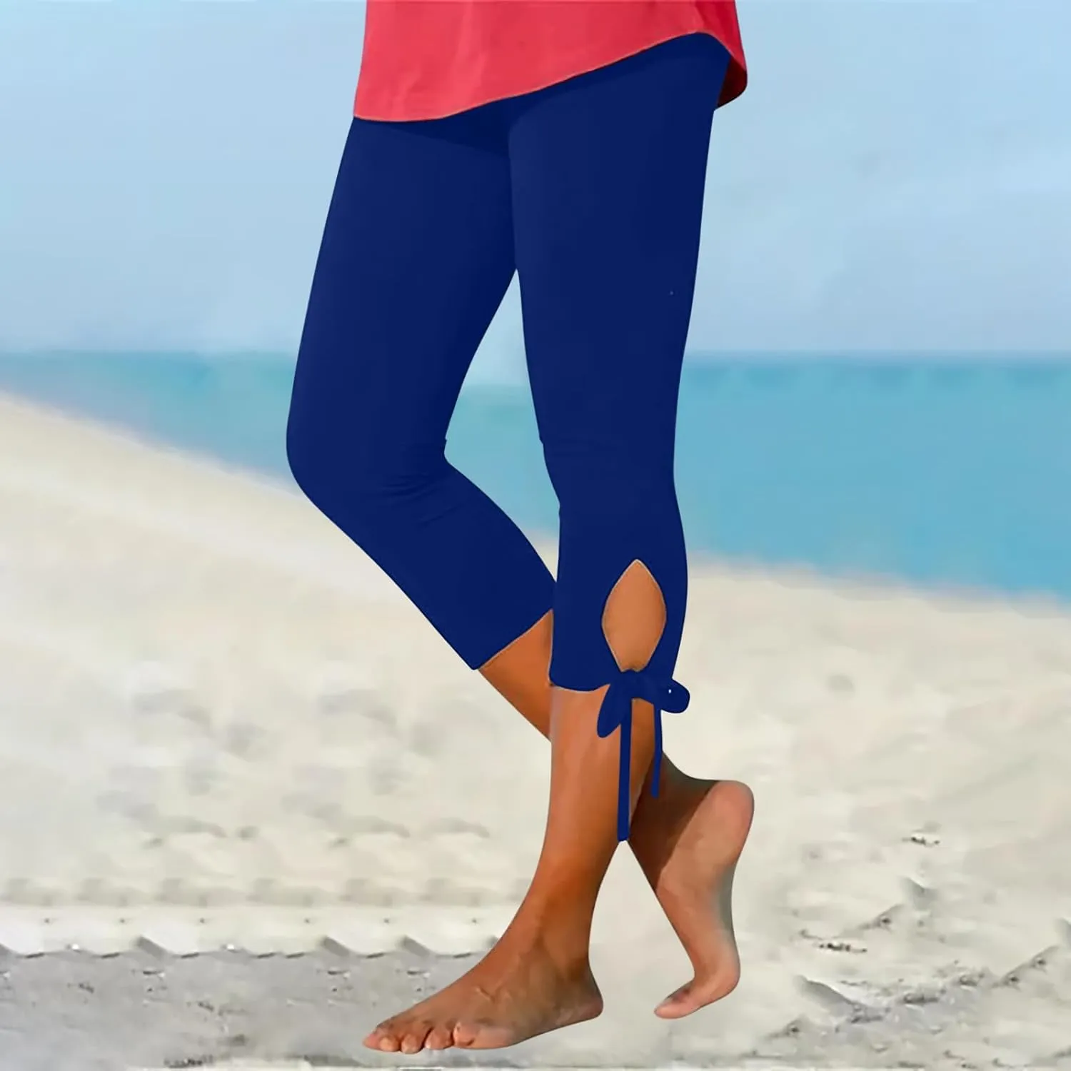 Capri Leggings for Women Summer Casual Stretch Knee Workout Running Yoga Capris Slim Fit Lightweight Cropped Pants
