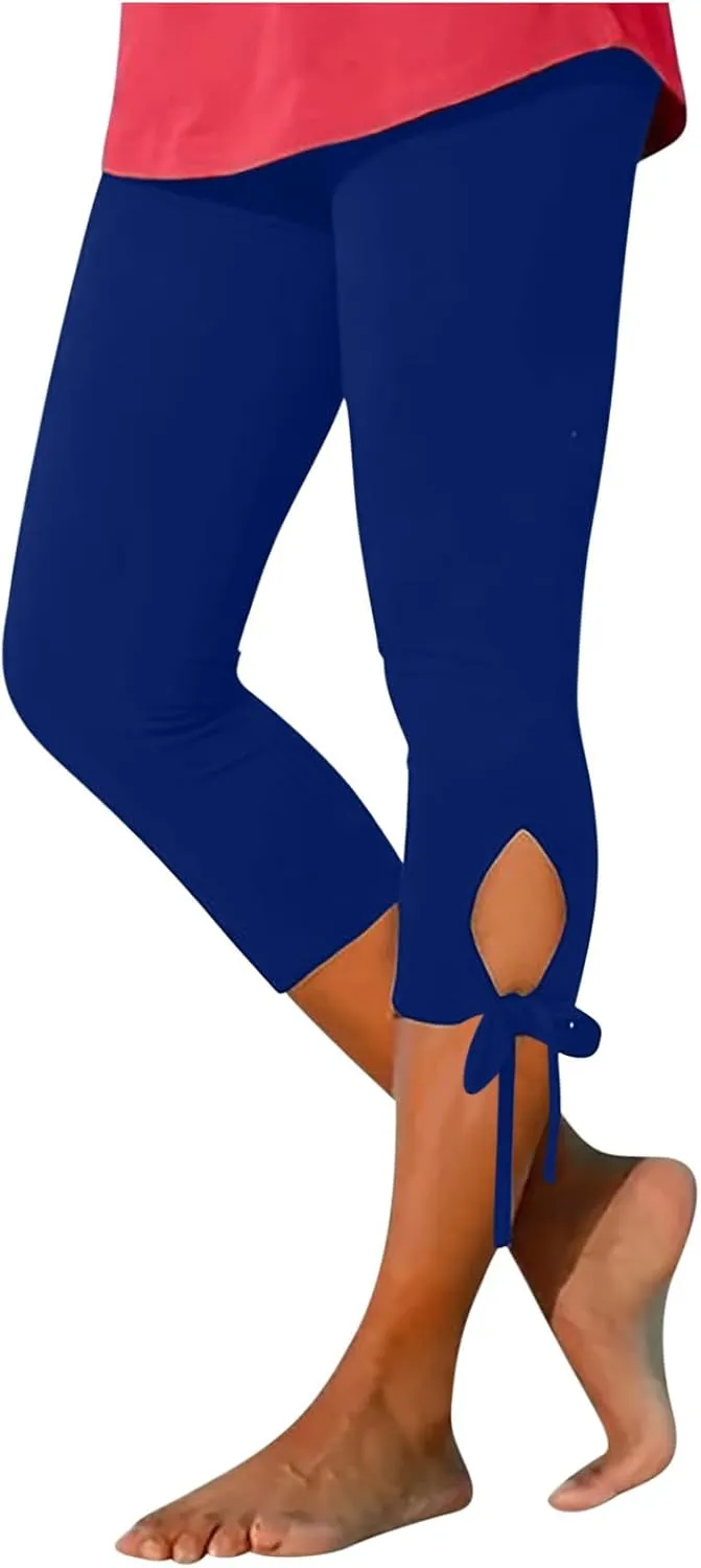Capri Leggings for Women Summer Casual Stretch Knee Workout Running Yoga Capris Slim Fit Lightweight Cropped Pants