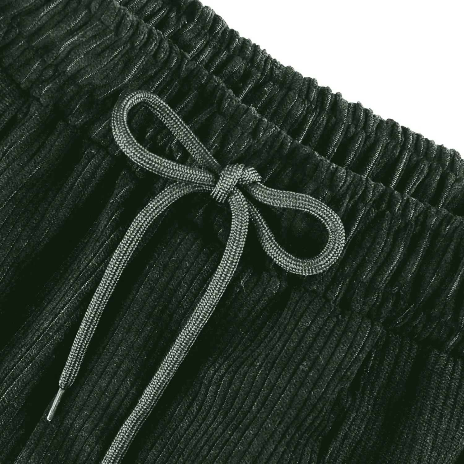 Corduroy Pants for Women Casual Joggers Drawstring Elastic High Waist Straight Leg Pants Loose Pockets Comfy Trousers