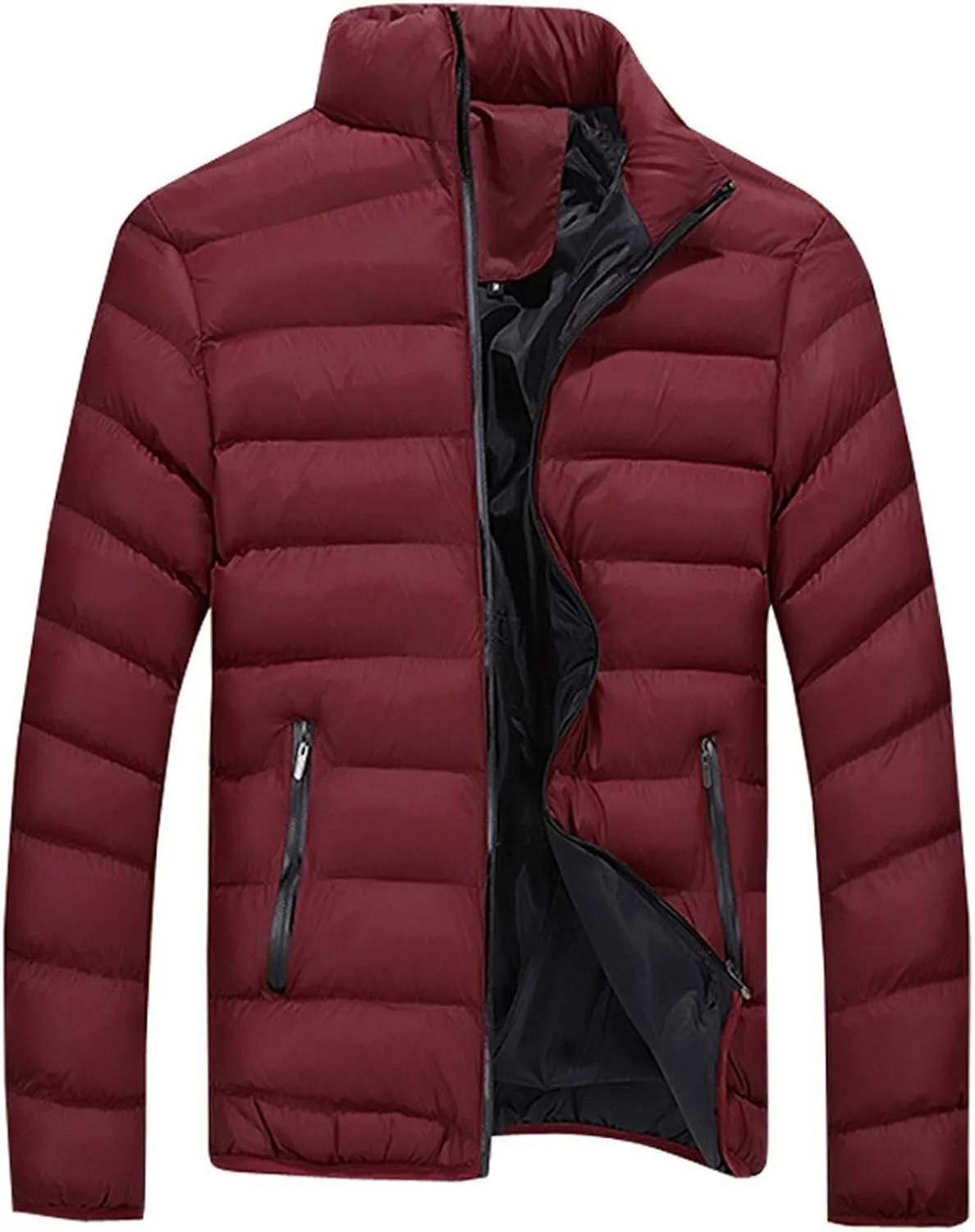 Dgoopd Quilted Jackets for Men Lightweight Down Puffer Jacket Packable Winter Warm Zip up Coat Outdoor Warm Padded Jacket