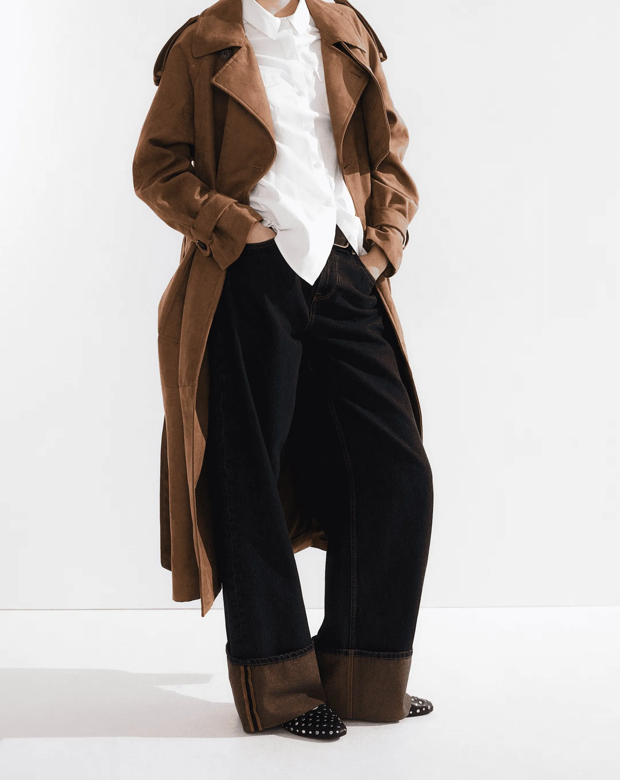 Double-breasted fashion trench coat