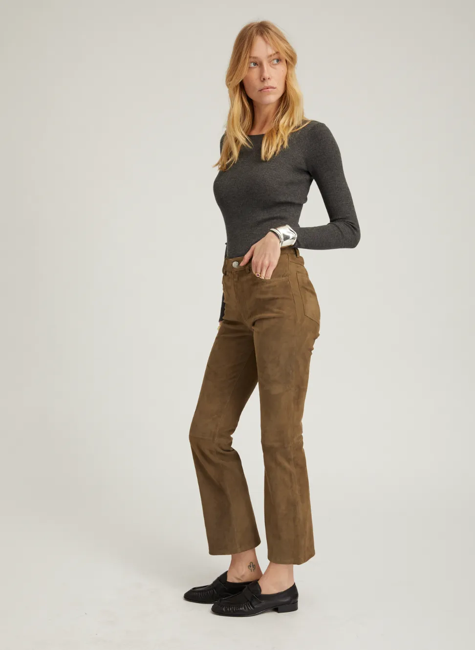Five Pocket Ankle Flare - Olive