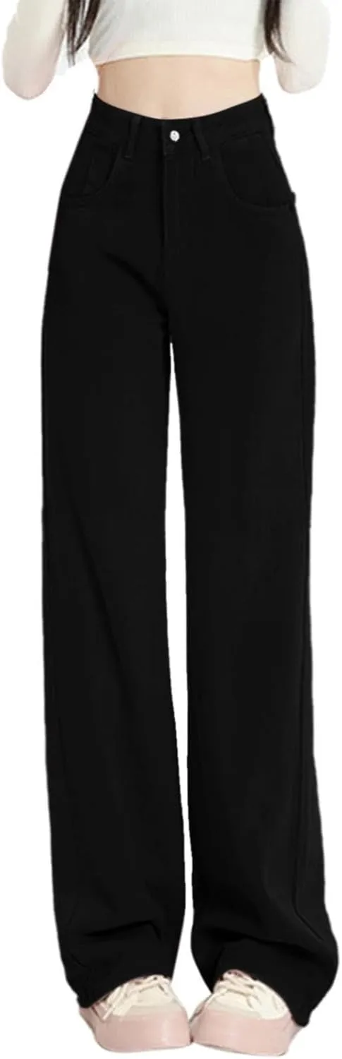 High Waisted Straight Leg Jeans for Women Trendy Casual Colored Work Jeans Baggy Washed Cute Boyfriend Denim Pants