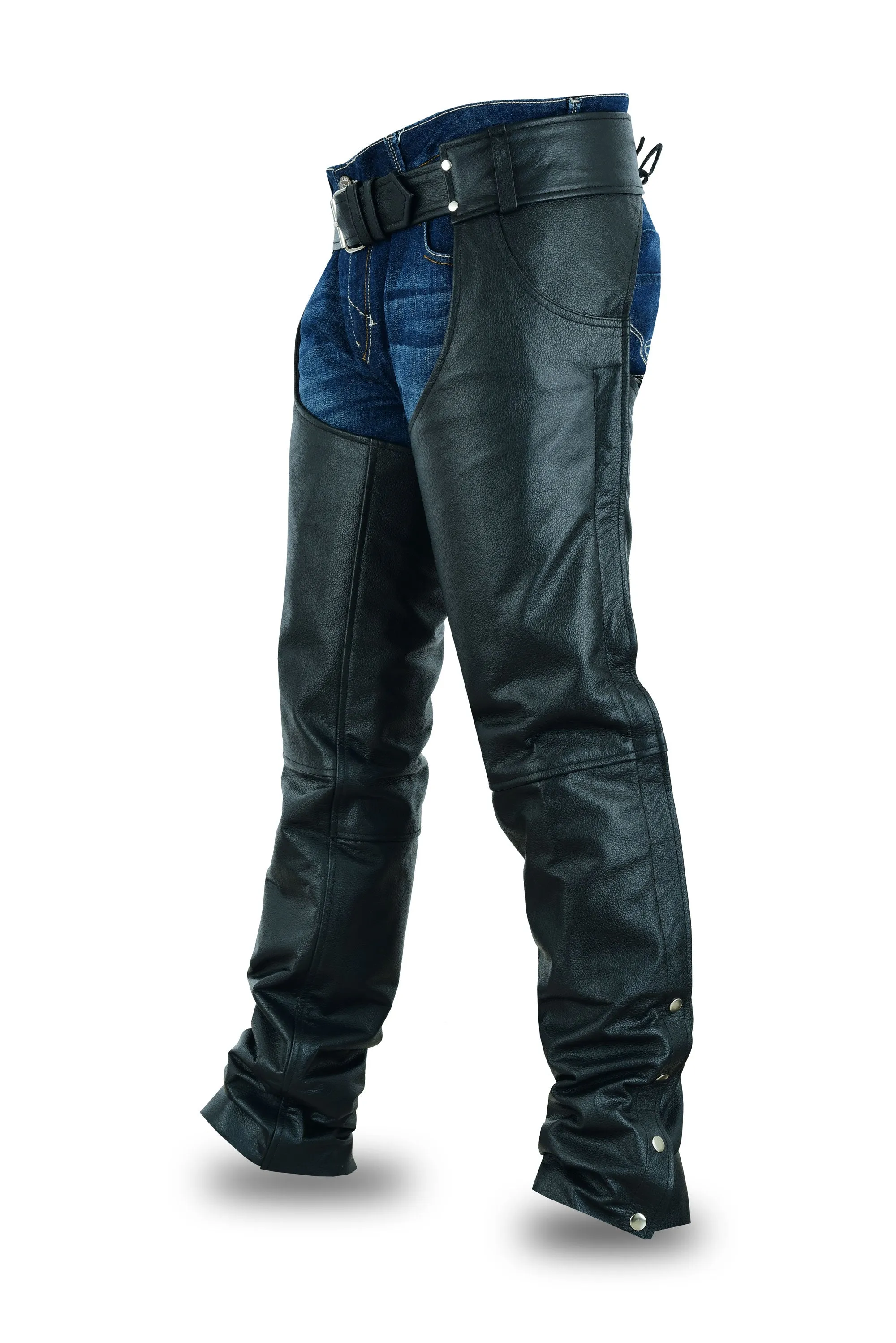 HL12836 Classic Leather Chap Design with Jean Pocket Style