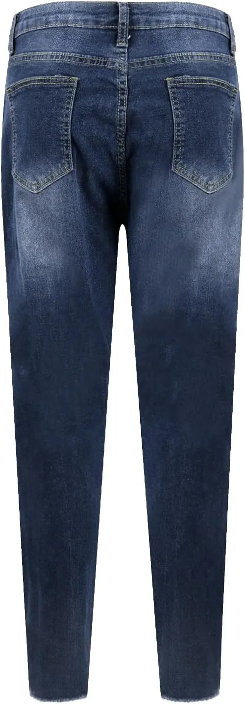 Jeggings for Women Tummy Control High Waisted Ripped Skinny Jeans Stretchy Distressed Denim Leggings with Pockets
