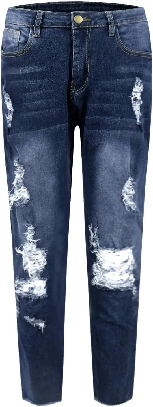 Jeggings for Women Tummy Control High Waisted Ripped Skinny Jeans Stretchy Distressed Denim Leggings with Pockets