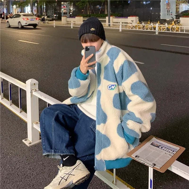 Korean Fashion Dairy Cow Contrast Color Hoodies