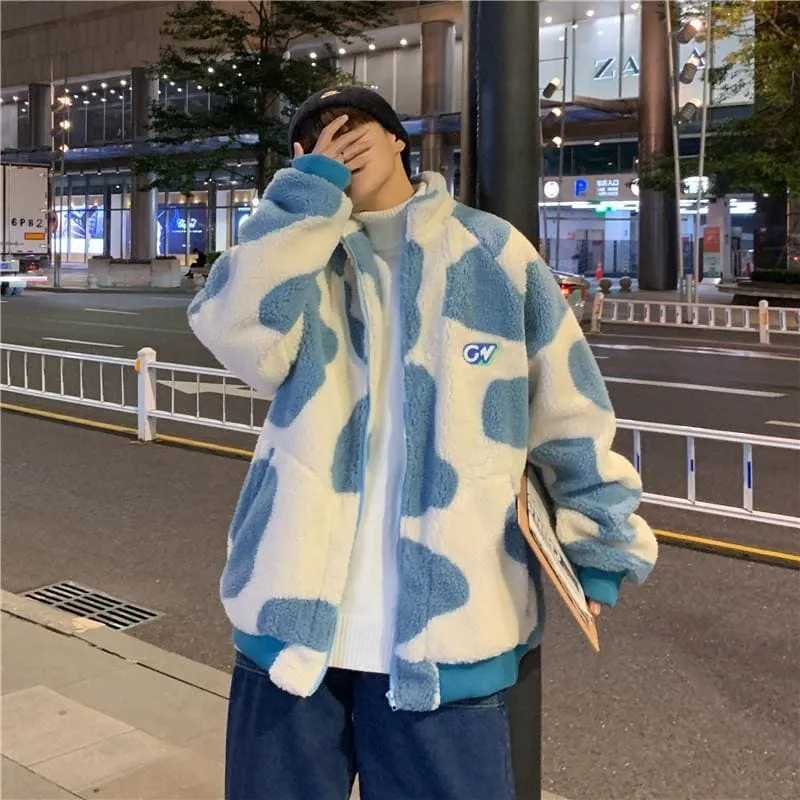 Korean Fashion Dairy Cow Contrast Color Hoodies