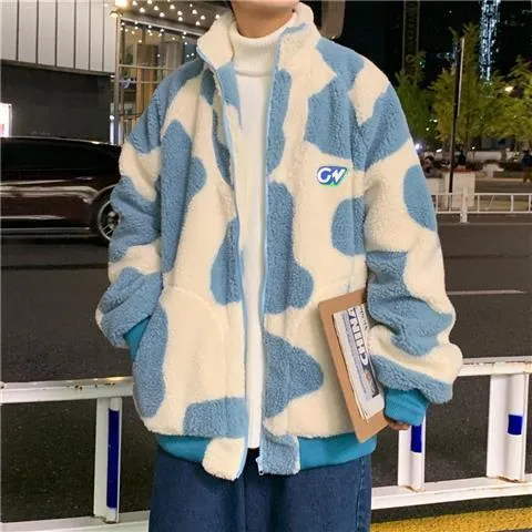 Korean Fashion Dairy Cow Contrast Color Hoodies