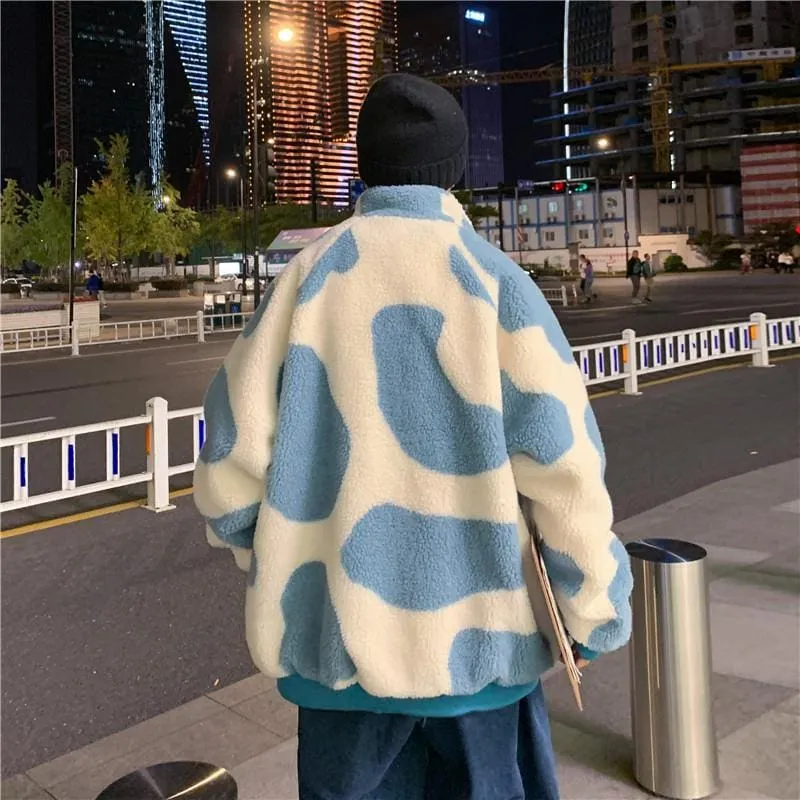 Korean Fashion Dairy Cow Contrast Color Hoodies