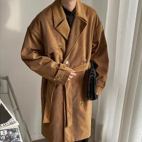 [Korean Style] 2 Colors Corduroy Oversized Double Coats