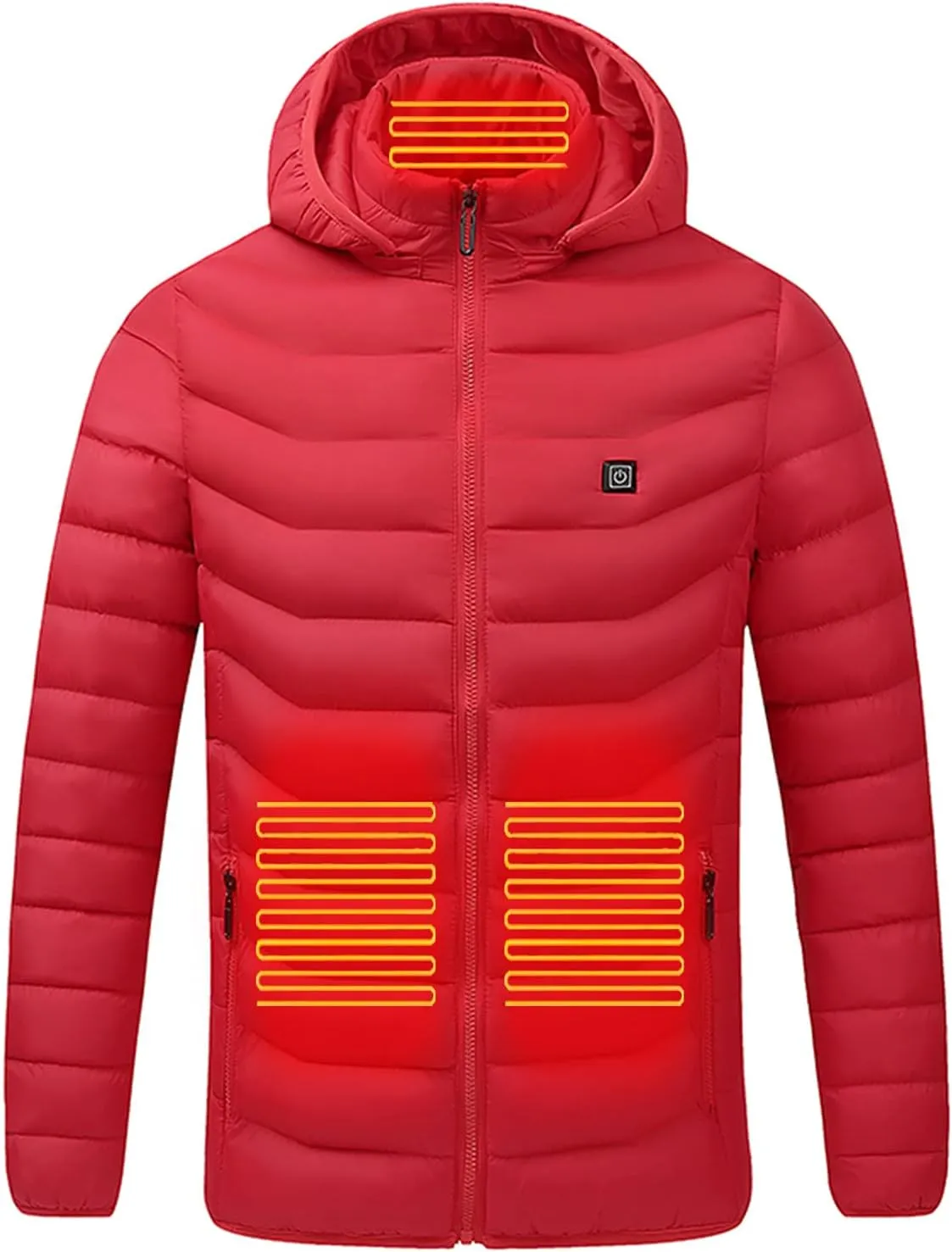 Men Women Heated Coat Rechargeable Smart Heating Hooded Jacket Winter Lightweight Thermal Outdoor Adjustable Warm Puffer Coat