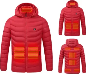 Men Women Heated Coat Rechargeable Smart Heating Hooded Jacket Winter Lightweight Thermal Outdoor Adjustable Warm Puffer Coat