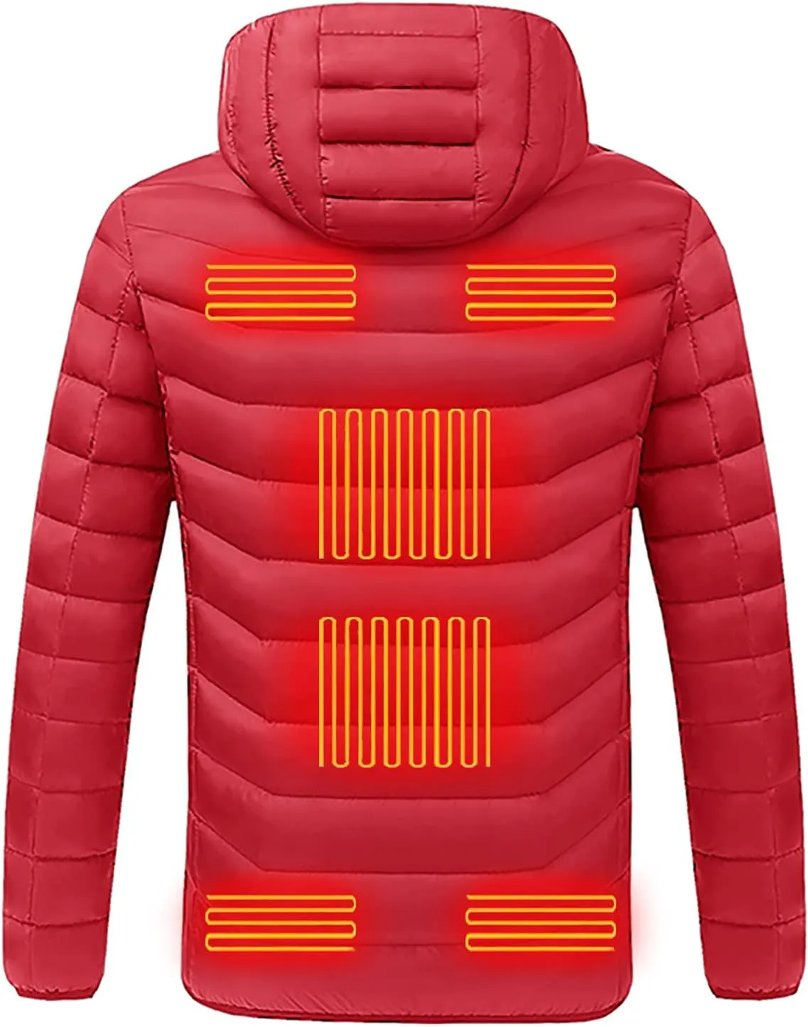 Men Women Heated Coat Rechargeable Smart Heating Hooded Jacket Winter Lightweight Thermal Outdoor Adjustable Warm Puffer Coat