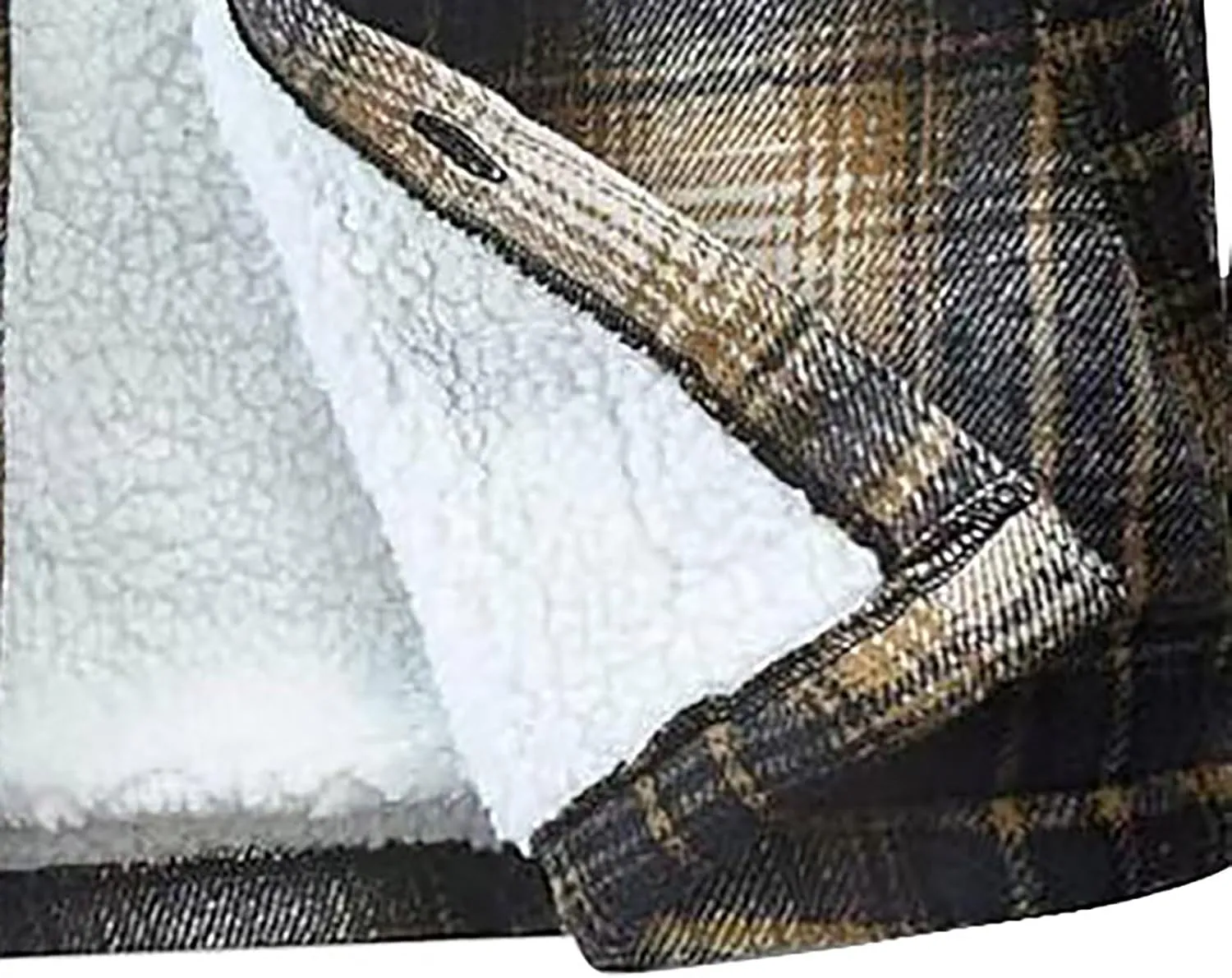Men's Cotton Flannel Shirt Jacket Sherpa Fleece Lined Long Sleeve Plaid Shirt for Men Winter Thermal Berber Jackets