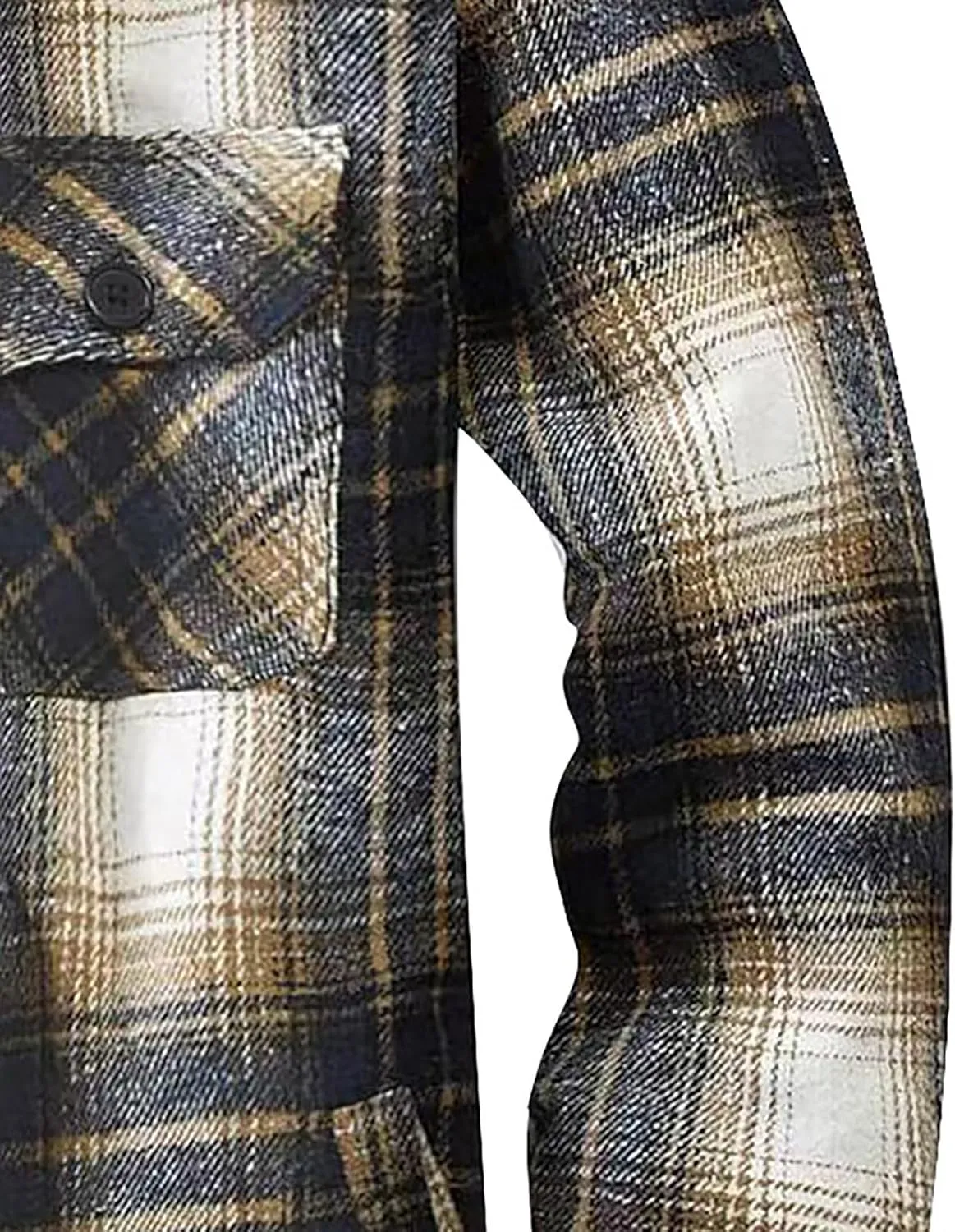 Men's Cotton Flannel Shirt Jacket Sherpa Fleece Lined Long Sleeve Plaid Shirt for Men Winter Thermal Berber Jackets