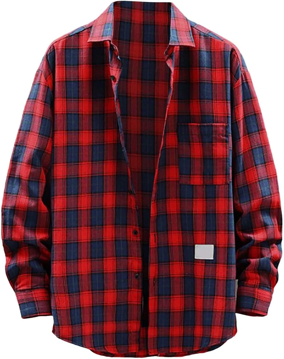 Mens Flannel Shirts Long Sleeve Button Down Plaid Overshirt Jacket For Men Caual Office Work Pearl Snap Shirts