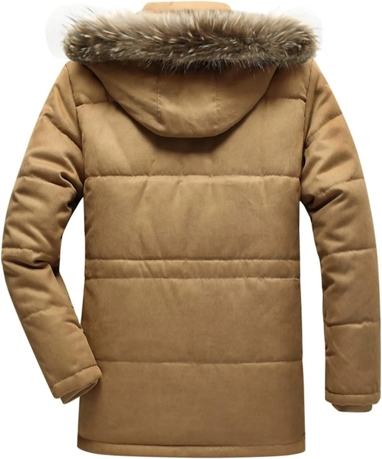 Mens Heavyweight Hooded Parka Jacket Big and Tall Full Zip Warm Military Jacket Fleece Lined Cotton Jacket Warm Coat