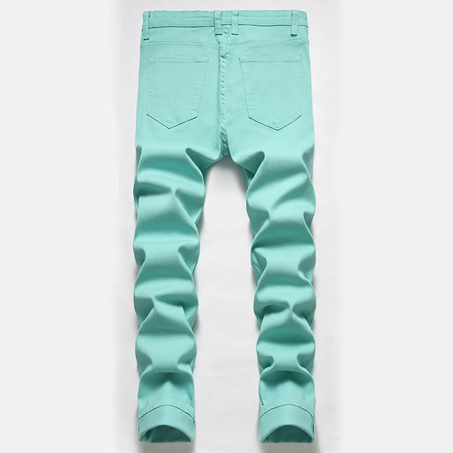 Mens Jeans Relaxed Fit Loose Fit Jeans Ripped Distressed Holes Funny Wide Leg Pants Skull Embroidery Wash Denim Pants