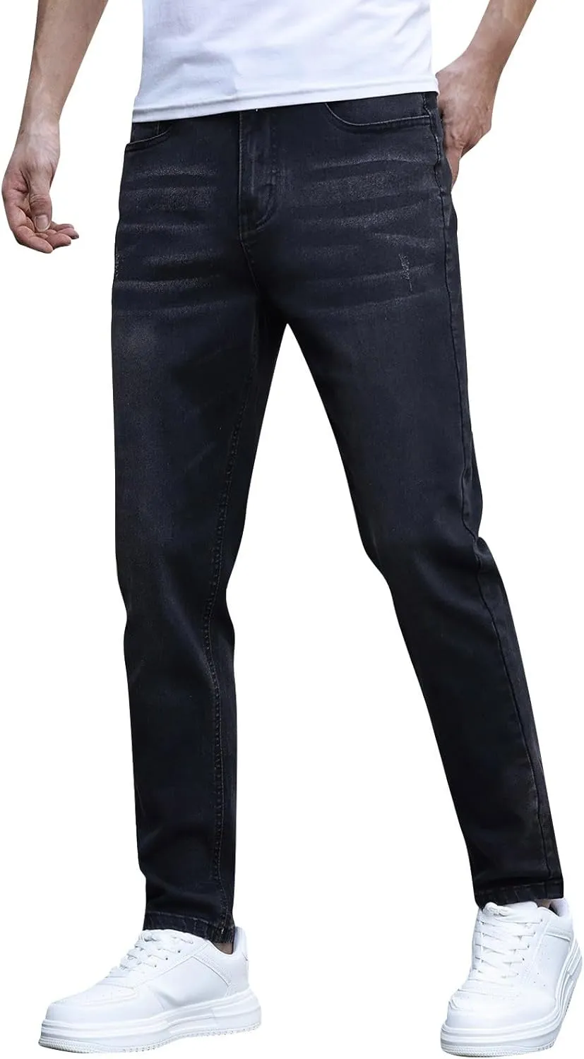 Mens Work Jeans Stretch Flex Vintage Jeans Loose Denim Pants with Pockets Trendy Dance Pants Streetwear