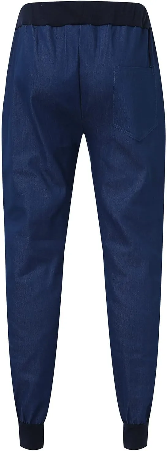 MIDOO Jeans for Men Straight Fit Drawstring Tapered Jeans Straight Leg Pants Lightweight Loose Stretch Denim Pants Trousers