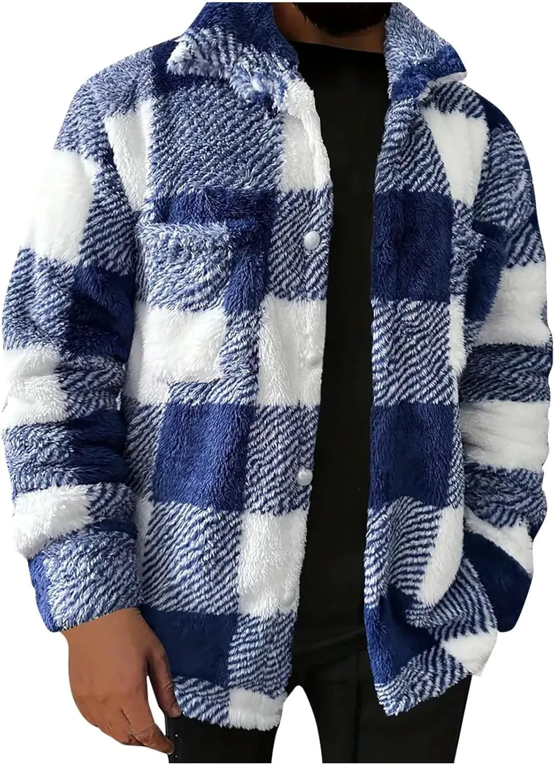 Plaid Jacket Men Big and Tall - Mens Shirt Jacket Lined - Flannel Jacket for Men - Sherpa Jacket Men - Fleece Jacket Men