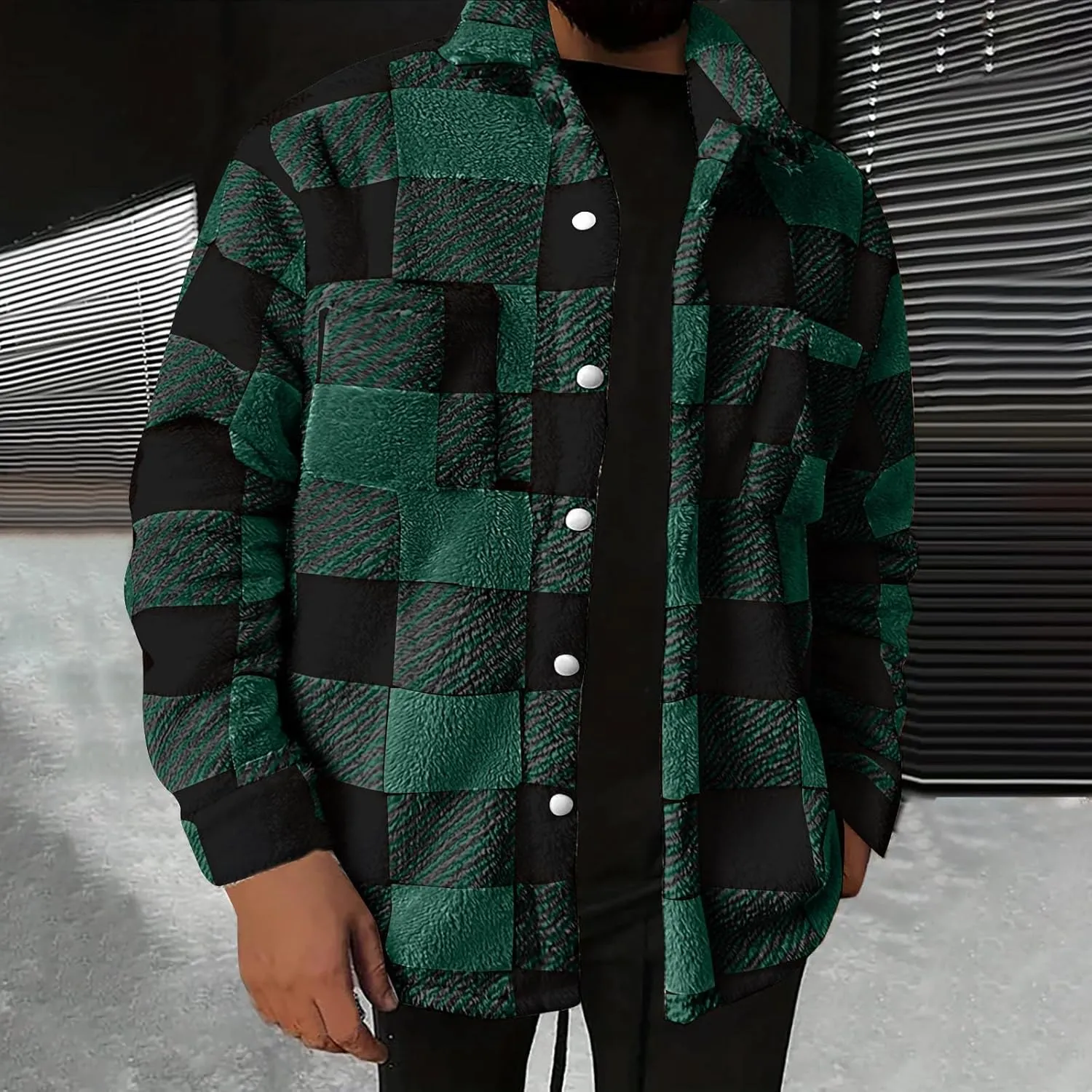 Plaid Jacket Men Big and Tall - Mens Shirt Jacket Lined - Flannel Jacket for Men - Sherpa Jacket Men - Fleece Jacket Men