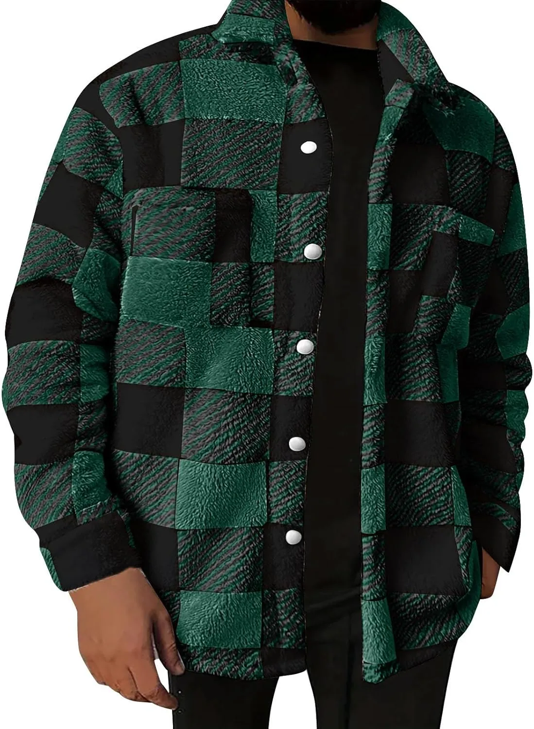 Plaid Jacket Men Big and Tall - Mens Shirt Jacket Lined - Flannel Jacket for Men - Sherpa Jacket Men - Fleece Jacket Men