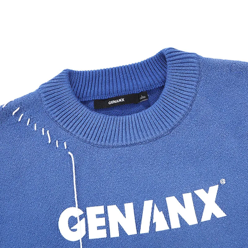 Plain Gradient Letter Print Tassel Sweater