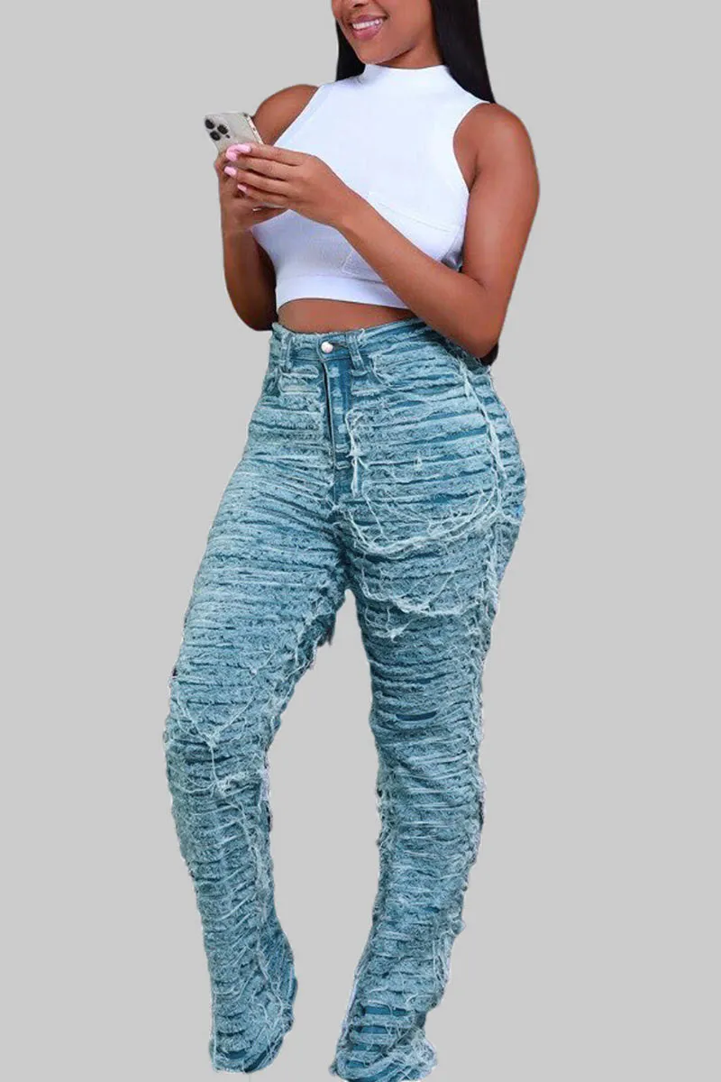 PM0115 Ragged Stretch Denim Jeans