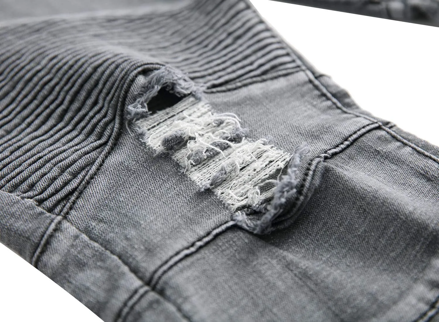 QIMYUM Men's Slim Fit Jeans Ripped Skinny Jeans for Men, Fashion Biker Jeans Stretch Moto Cargo Denim Pants