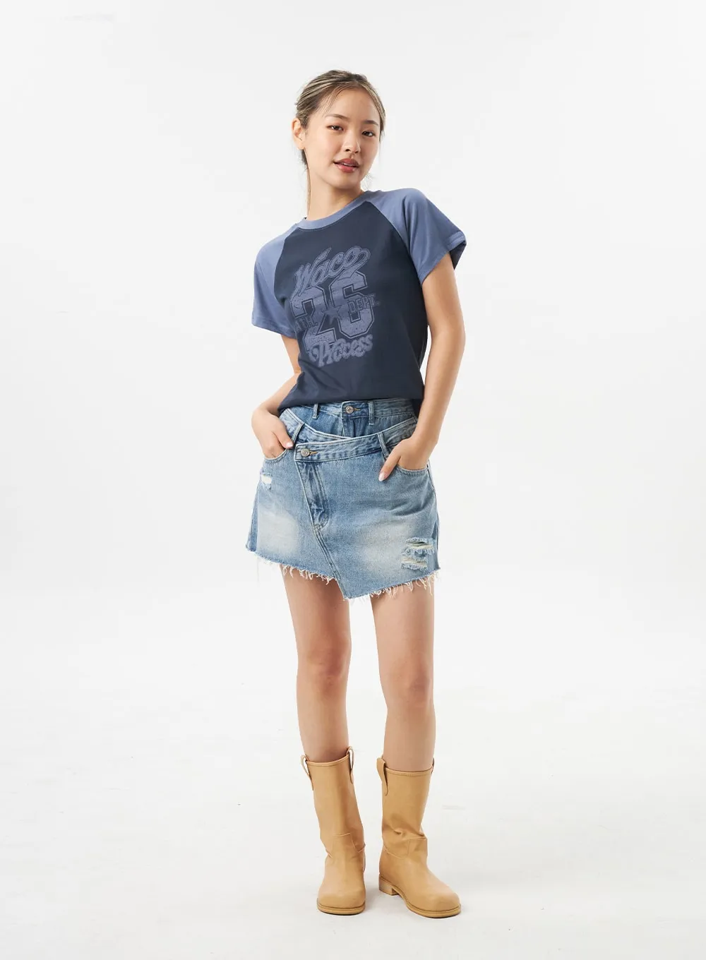Ripped Denim Skort CU302