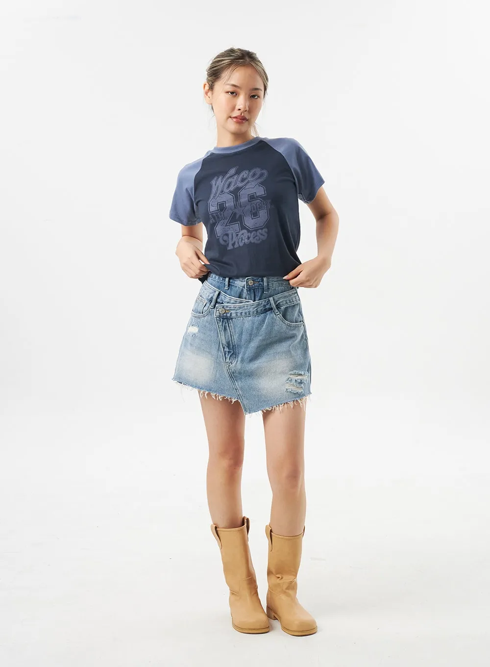 Ripped Denim Skort CU302