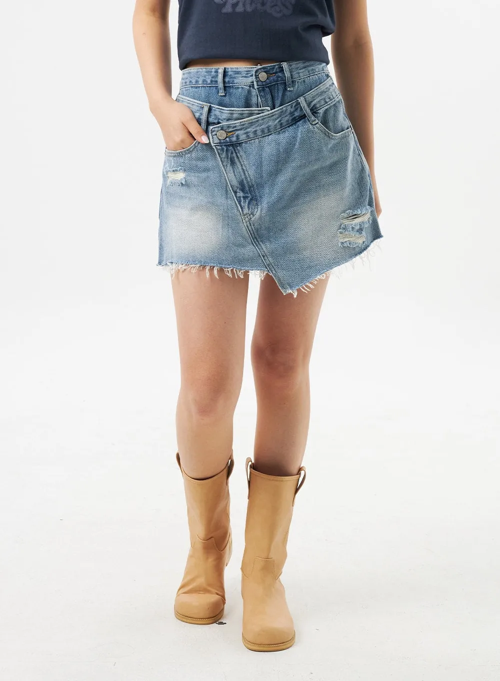 Ripped Denim Skort CU302