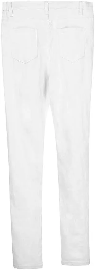 Ripped Jeans for Women, Women Stretchy Ripped Distressed Straight Leg Boyfriend Skinny Jeans