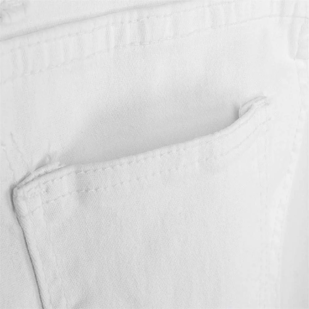 Ripped Jeans for Women, Women Stretchy Ripped Distressed Straight Leg Boyfriend Skinny Jeans