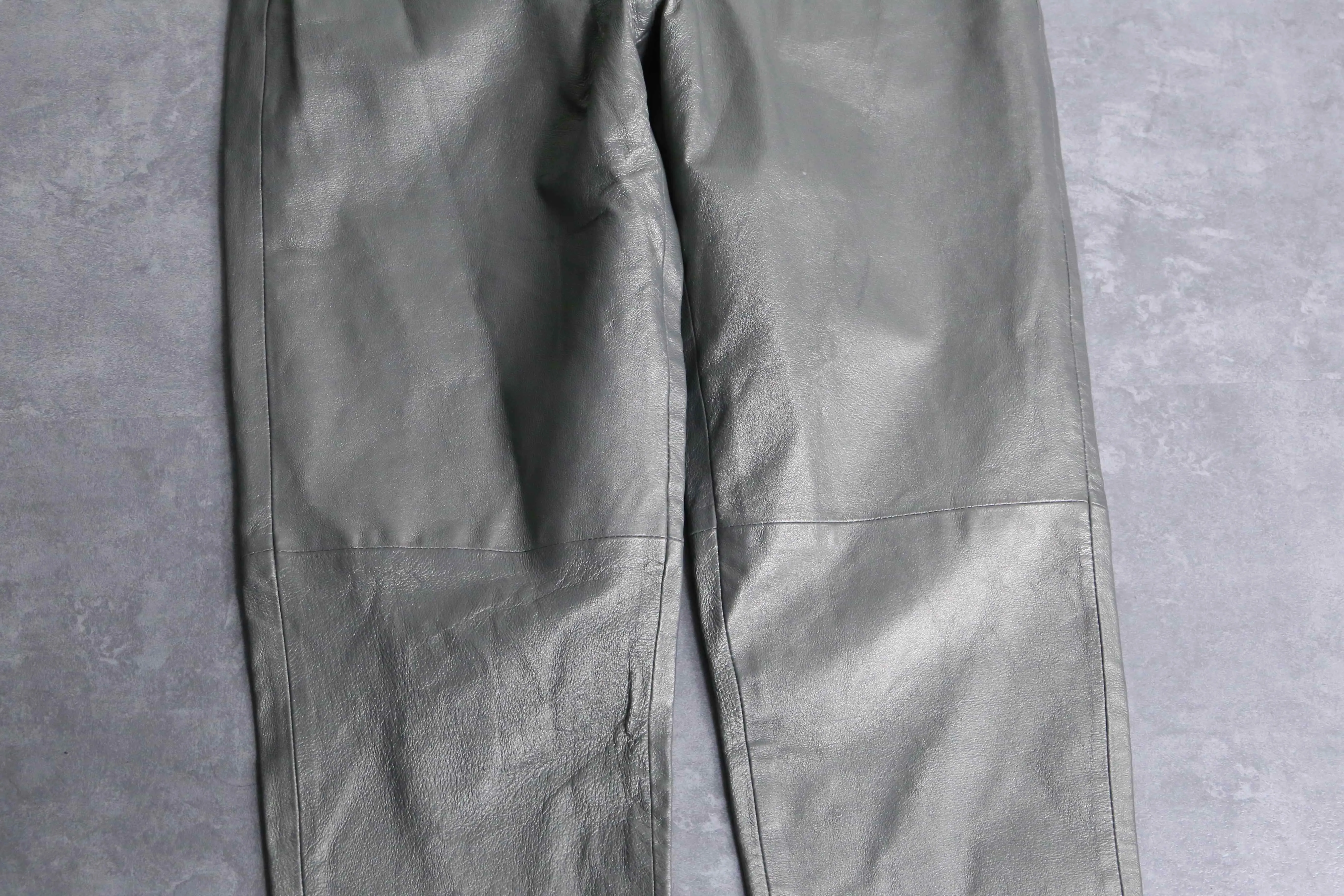 silver leather tapered pants