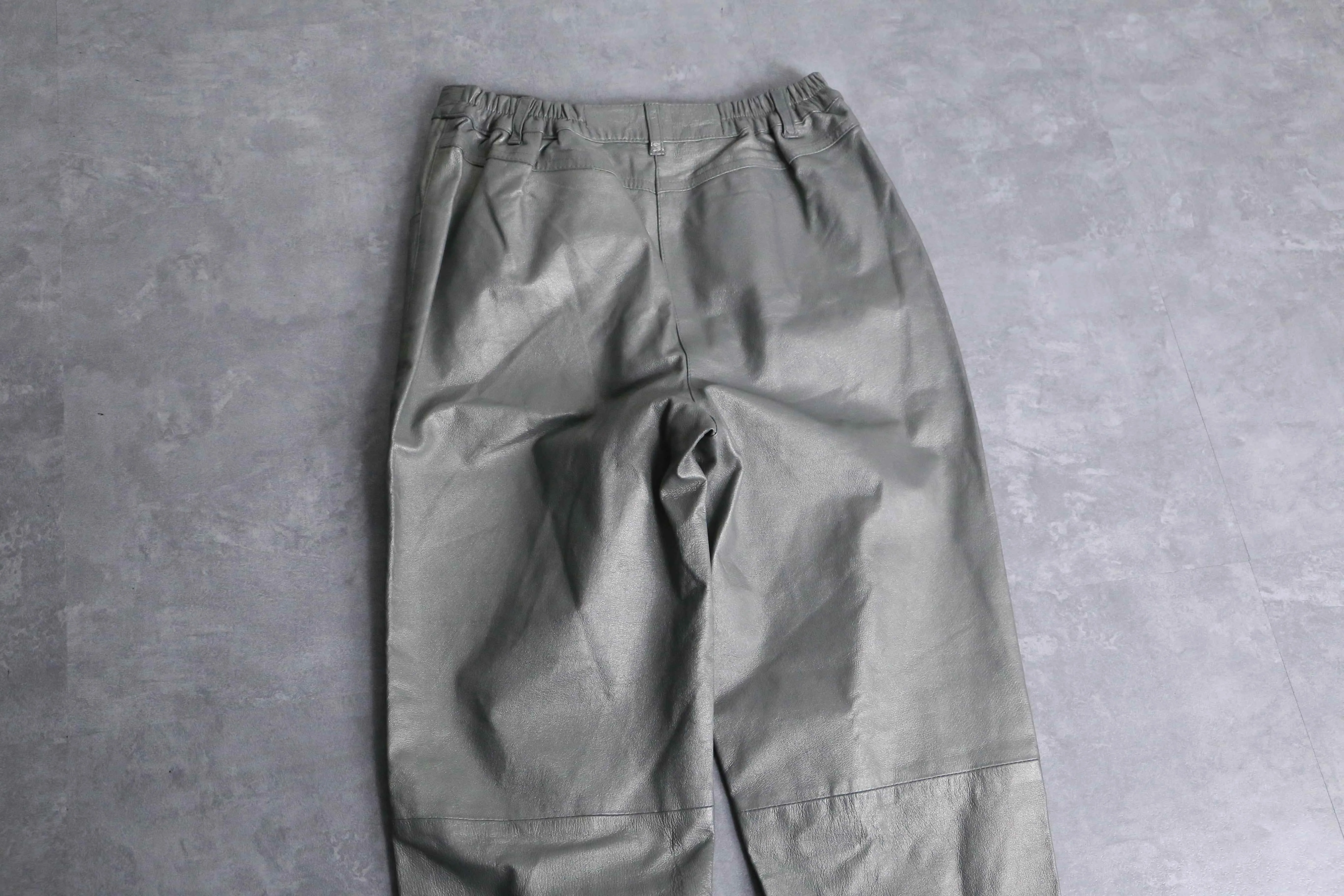 silver leather tapered pants