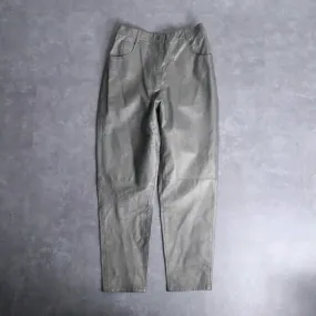 silver leather tapered pants