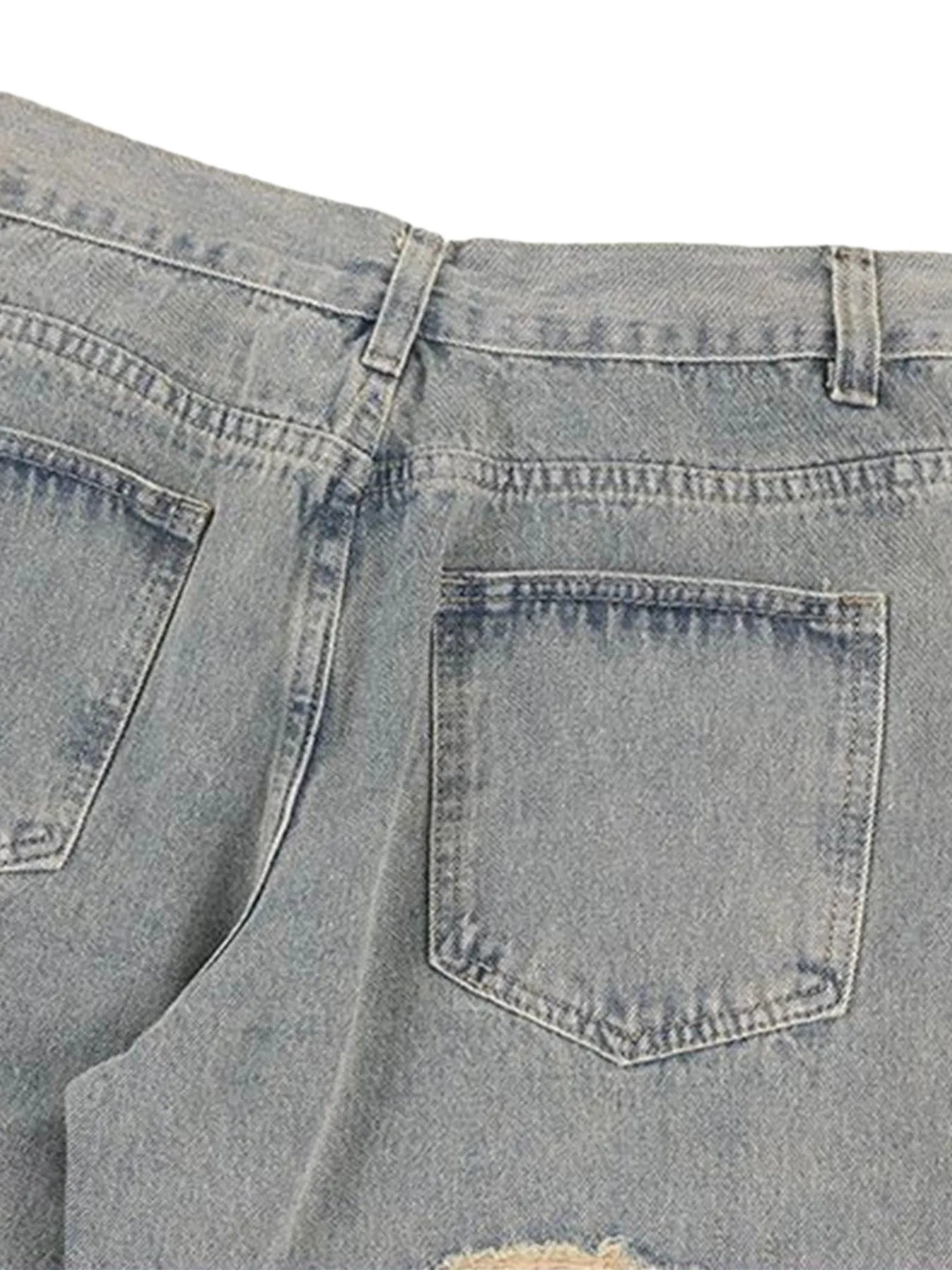 Sneakerhill American Street Style Ripped Embroidered Jeans - 1617