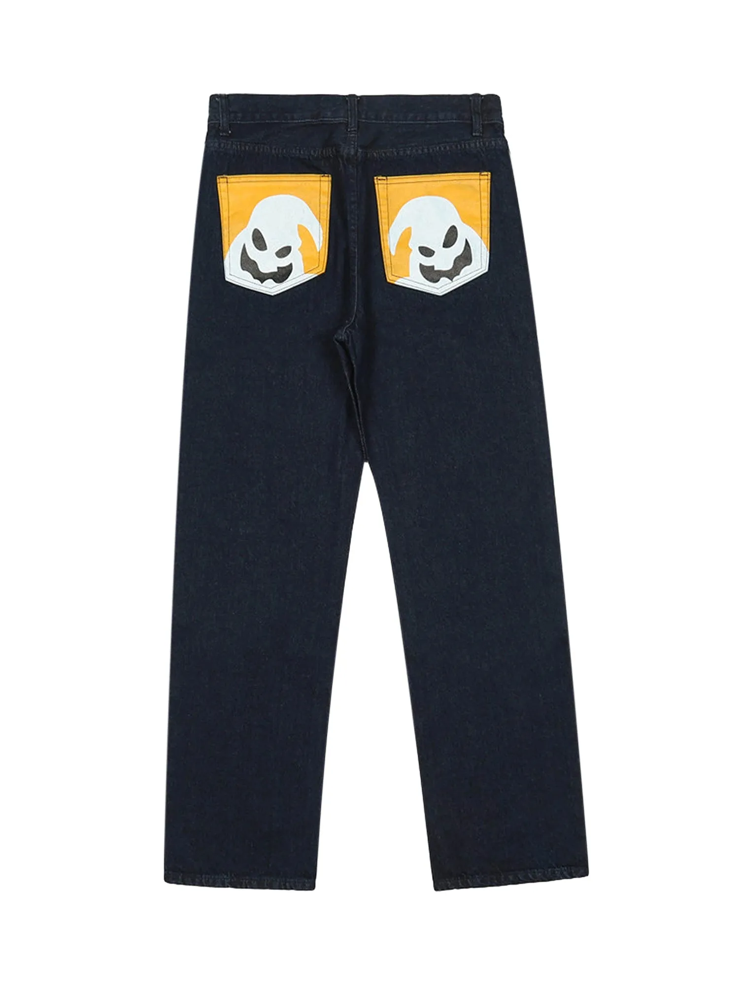 Sneakerhill Cartoon Pocket Print Washed Jeans
