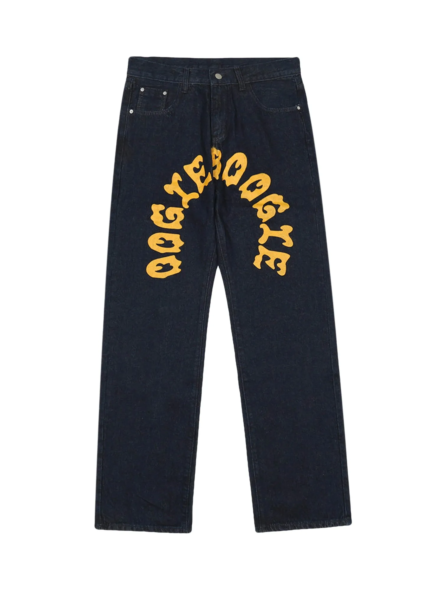 Sneakerhill Cartoon Pocket Print Washed Jeans