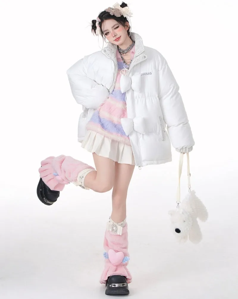 Sweet Girl Style Pink Warm Coat