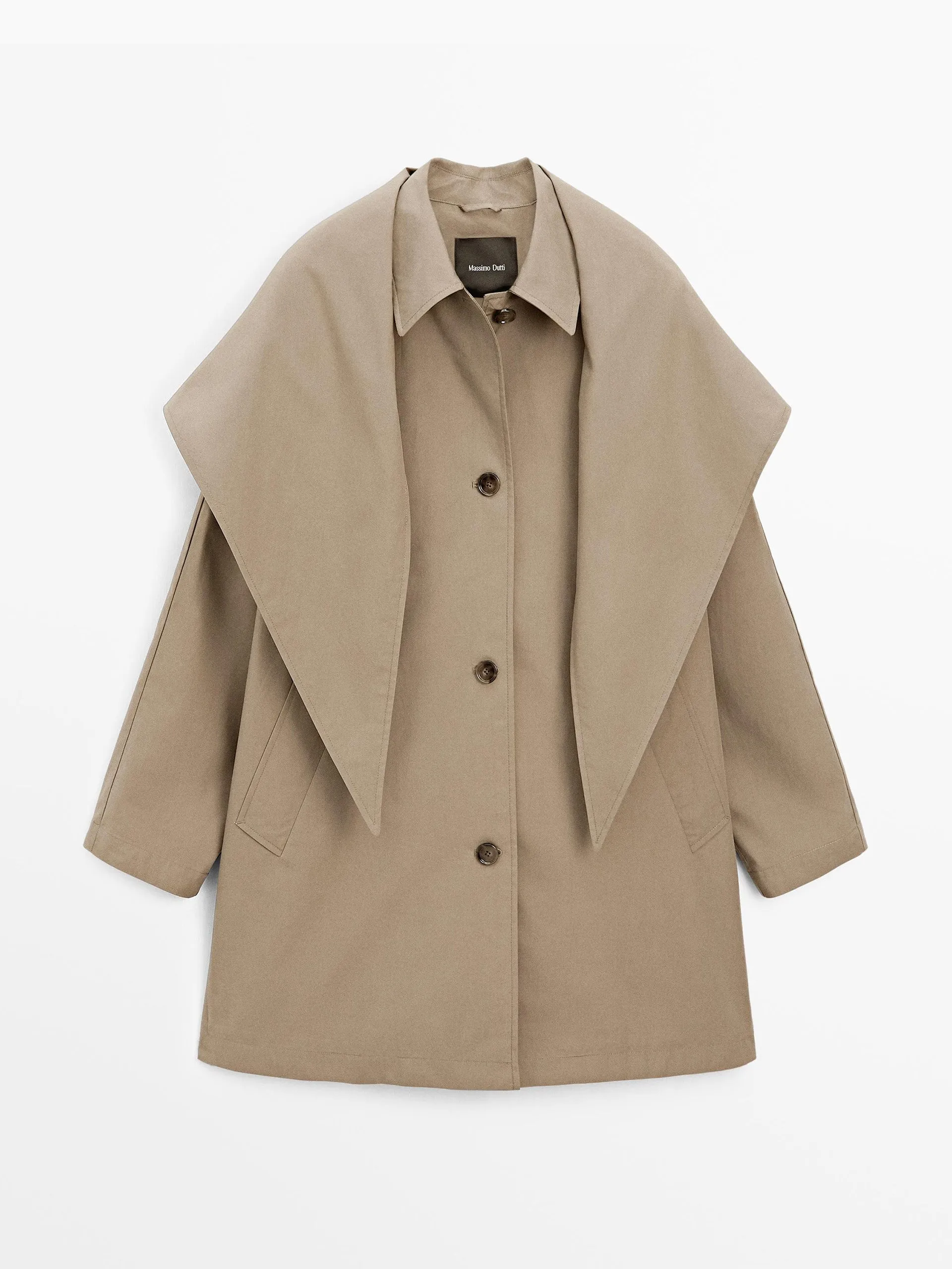 Trench coat with detachable scarf detail
