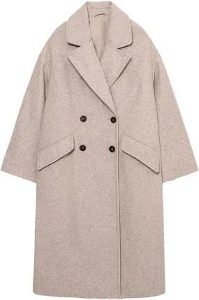 Trench Coats for Women Casual Wool Blend Fall Winter Warm Jacket Notch Lapel Single-Breasted Pea Coat With Pockets