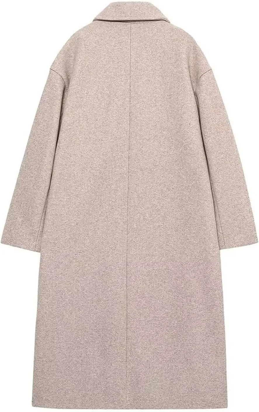 Trench Coats for Women Casual Wool Blend Fall Winter Warm Jacket Notch Lapel Single-Breasted Pea Coat With Pockets